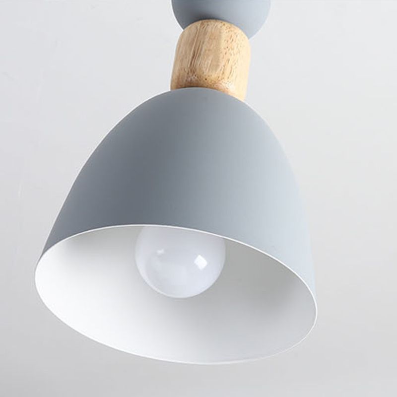 Macaron concis moderne suspension du dôme en bois de la lampe en bois avec nuance de fer laquée