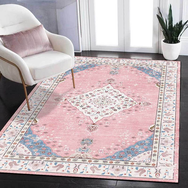 Tappeto a stampa floreale in difficoltà rosa tappeto interno area non slittata per arredamento per la casa