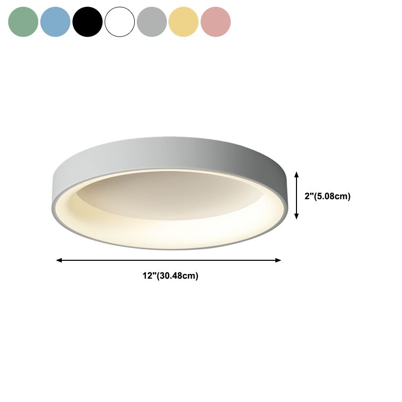 Nordic Style Round Ceiling Light Metal LED Flush Mount Light in Multicolor for Bedroom