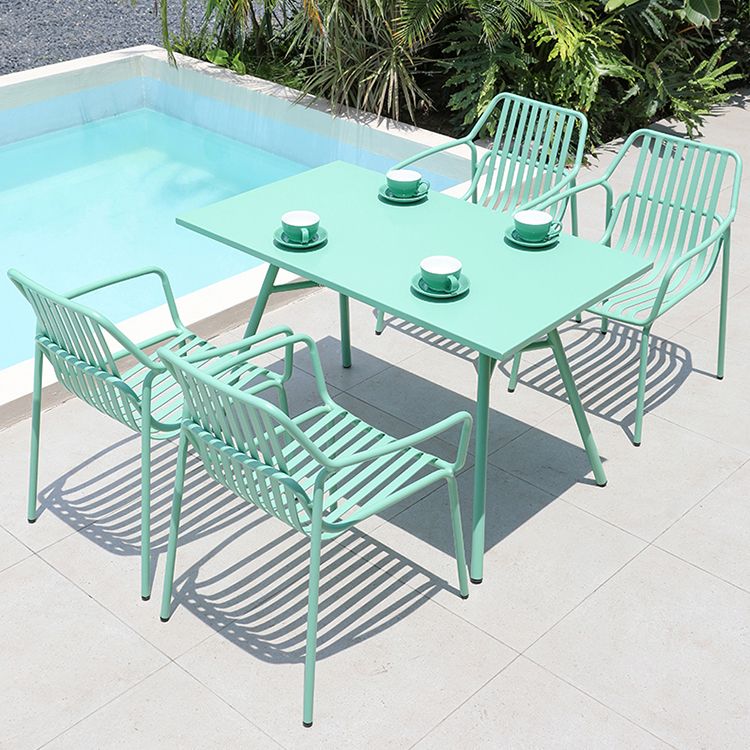 Contemporary Outdoor Table Metal Dining Table with Tripod Base