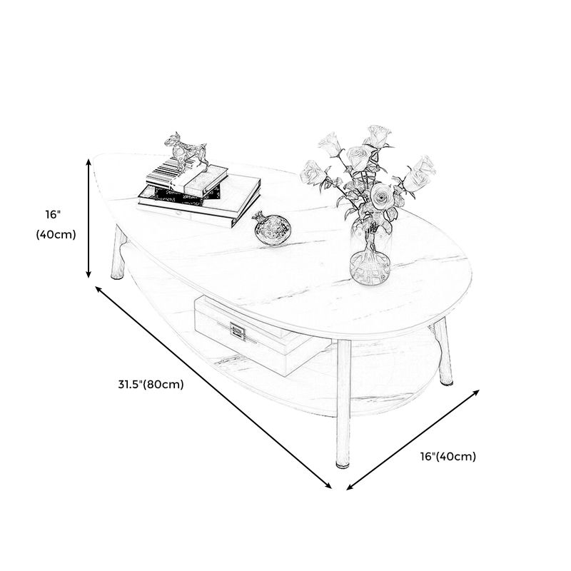 Oval/Round Storage Coffee Table  Contemporary 4 Legs  Cocktail Table for Home