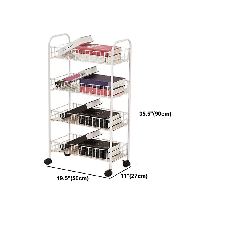 Stainless Steel Bookshelf, Multi Tiers Contemporary Bookcase for Home with Caster