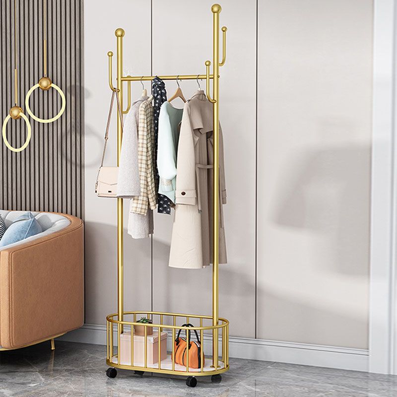 Contemporary Hall Stand Metal Hooks Shelving Included Free Standing Coat Rack