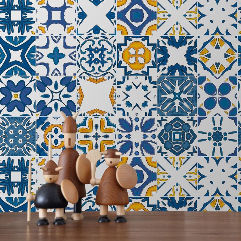 Self Adhesive Moroccan Tile Wallpaper Panels PVC Bohemian Wall Covering for Kitchen