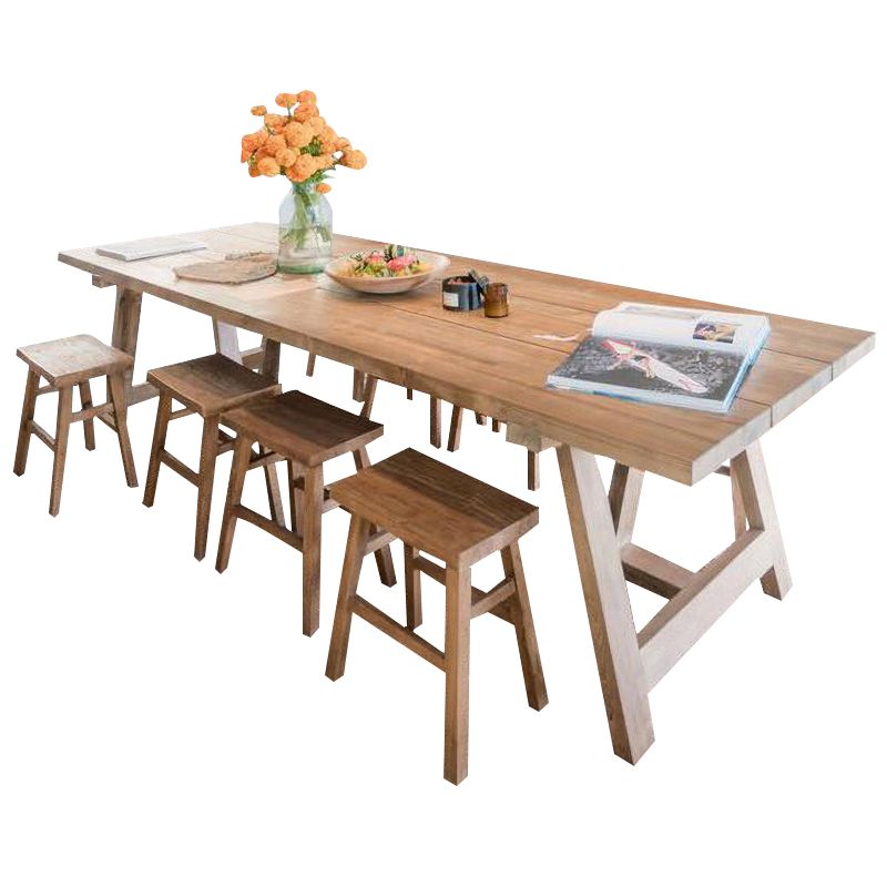 Dining Room Kitchen Table Modern Rectangle Pine Solid Wood Dinette Table