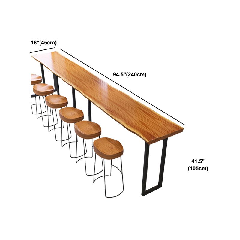 Industrial Rectangle Bar Table Solid Wood Fixed Bar Dining Table