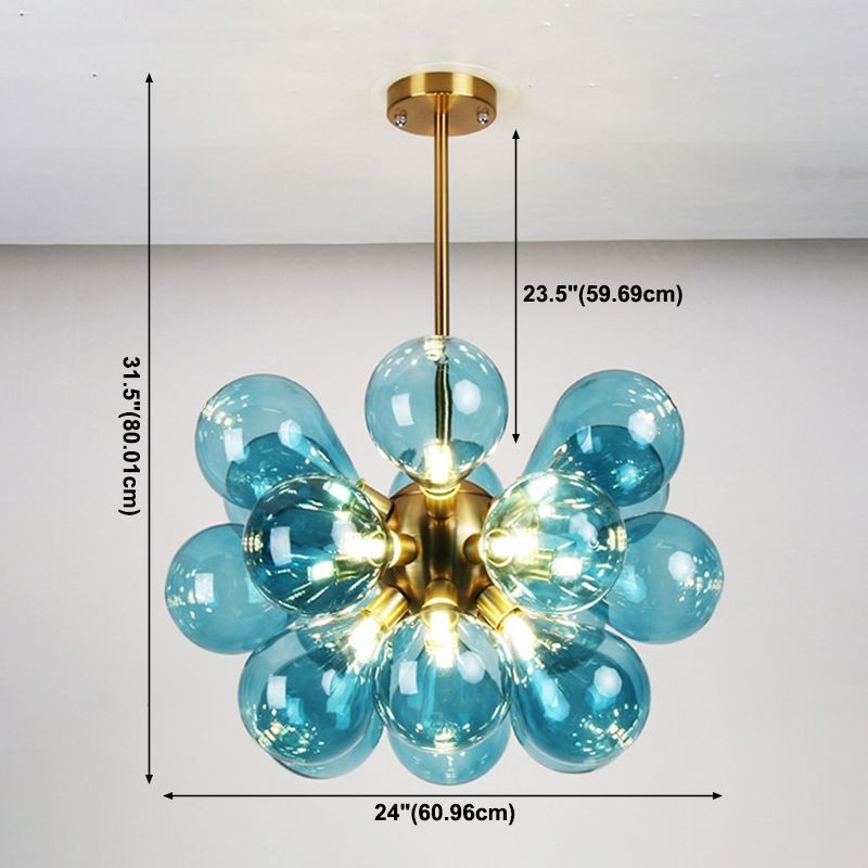 Living Room 18 Head Chandelier Lighting Fixture Modern Glass Chandelier Pendant Light