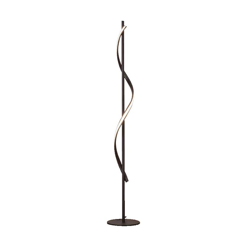 Post-Modern Spiral Floor Light Acrylic Living Room LED Standing Lamp in Dark Coffee