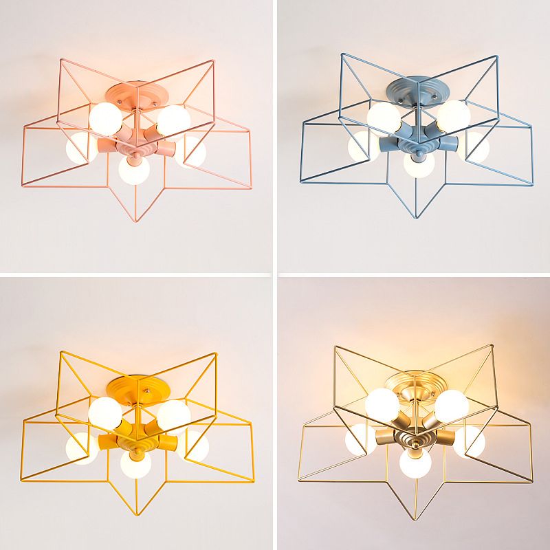 Modern Star Shape Flush Mount Light Fixtures 5 Light Flush Mount Ceiling Light