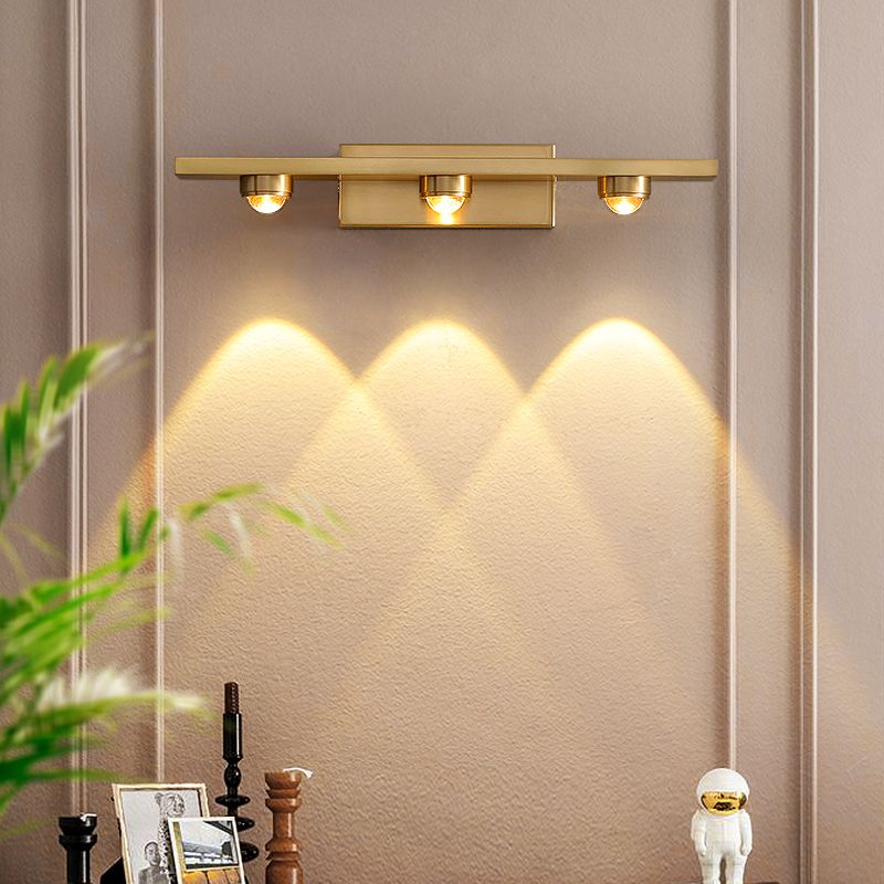 Linear Metal Wall Sconce Modern Style Multi Lights Mirror Wall Mount Lighting in Brass