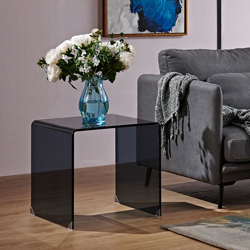 Black/Clear Nightstand End Table, Glass Modernism Nightstand Table