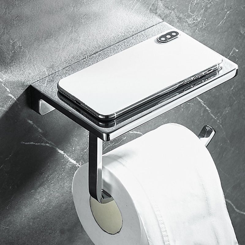 Contemporary 2-Piece Bathroom Set in Stainless Steel Polished Chrome Paper Holder