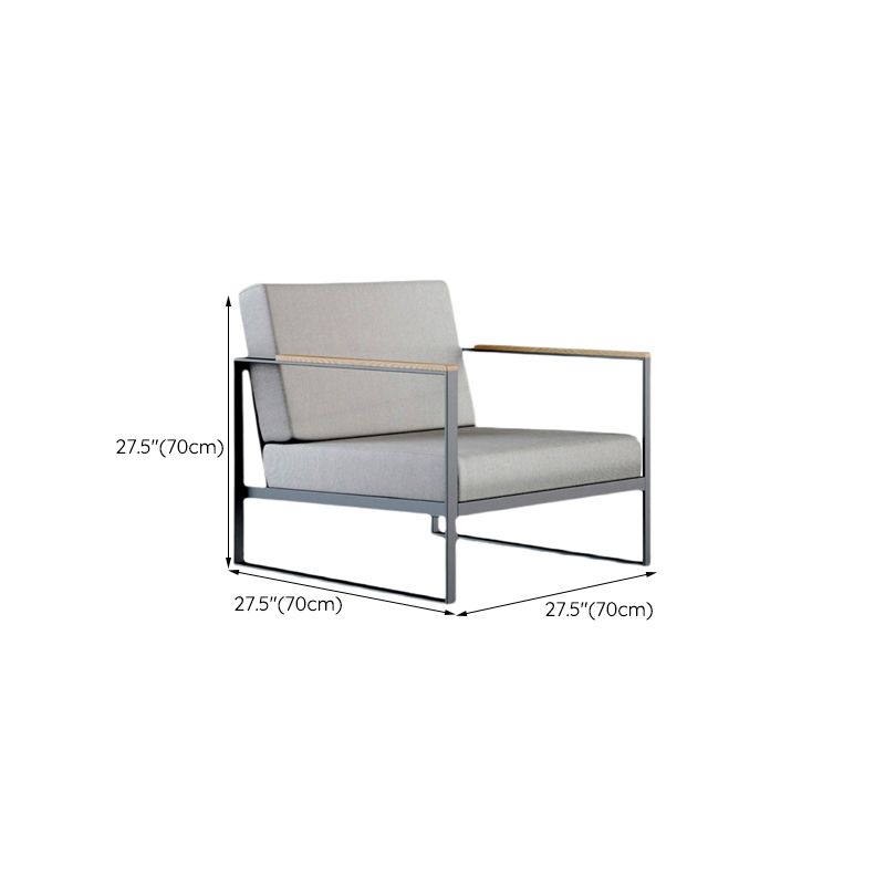 Contemporary Metal Frame Outdoor Sofa 27.55" Wide Water Resistant Patio Sofa