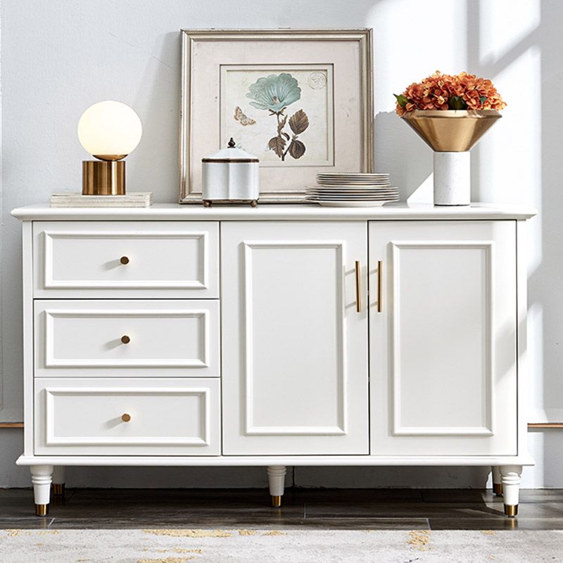 Wood Buffet Table Modern Side Board with Cabinets and Drawers