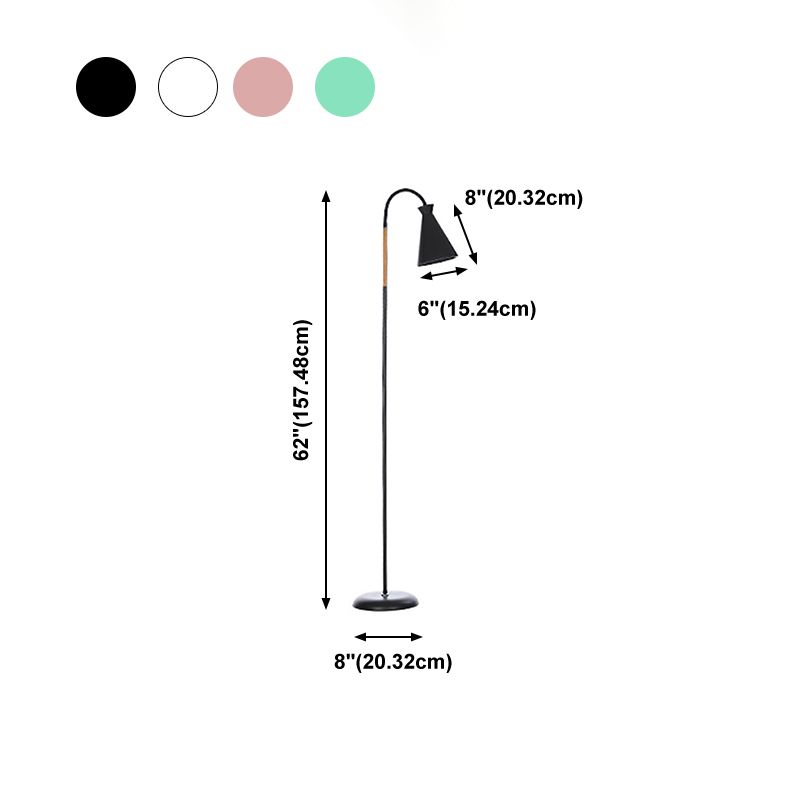 Lampada in piedi da pavimento al pavimento a collo di cimano macaron in metallo la spia del pavimento con tonalità cono