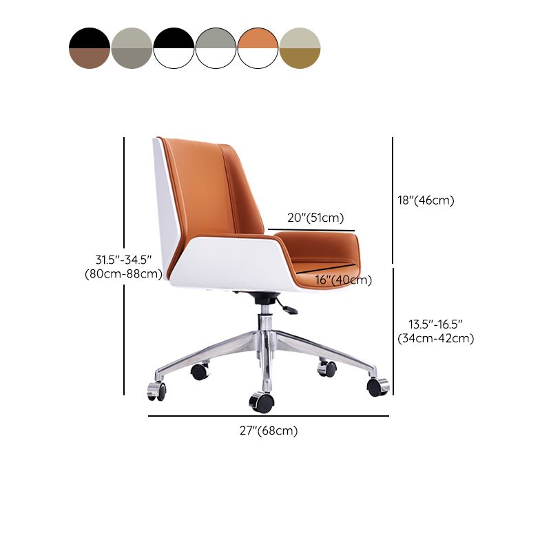 Armless Desk Chair Modern Adjustable Seat Height Slide Chair with Wheels