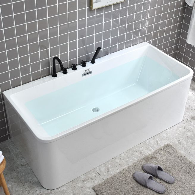 Modern Rectangular Bath Acrylic Stand Alone White Soaking Bathtub