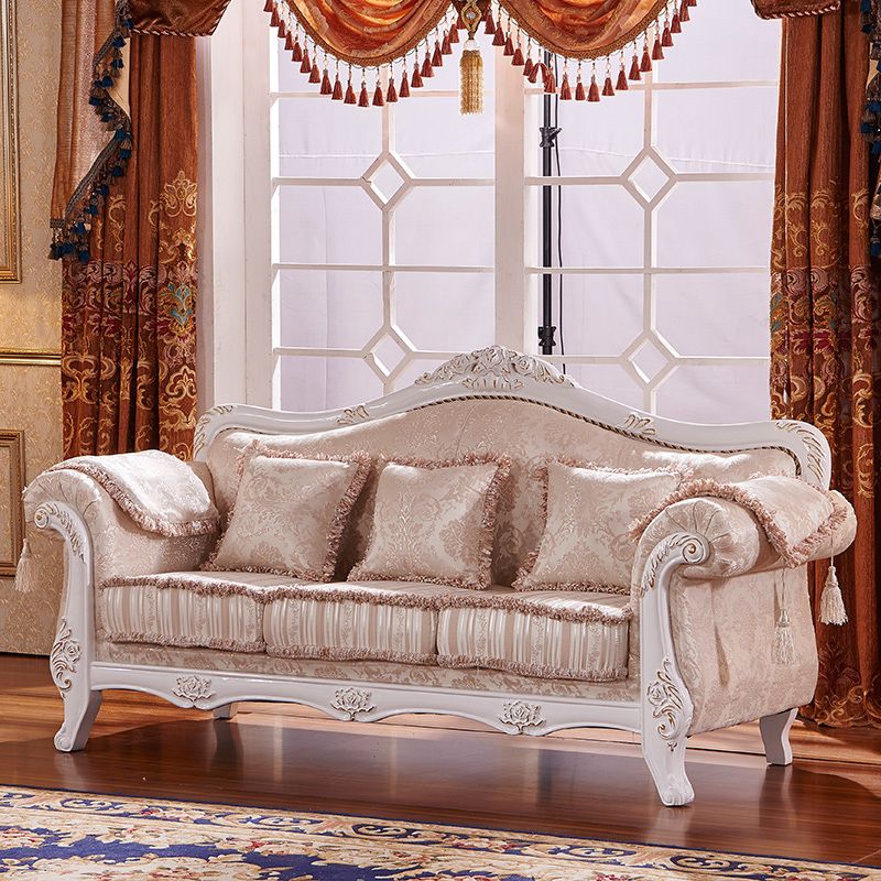 Traditional Velvet Couch Three Cushion Seat Settee with Rolled Arms