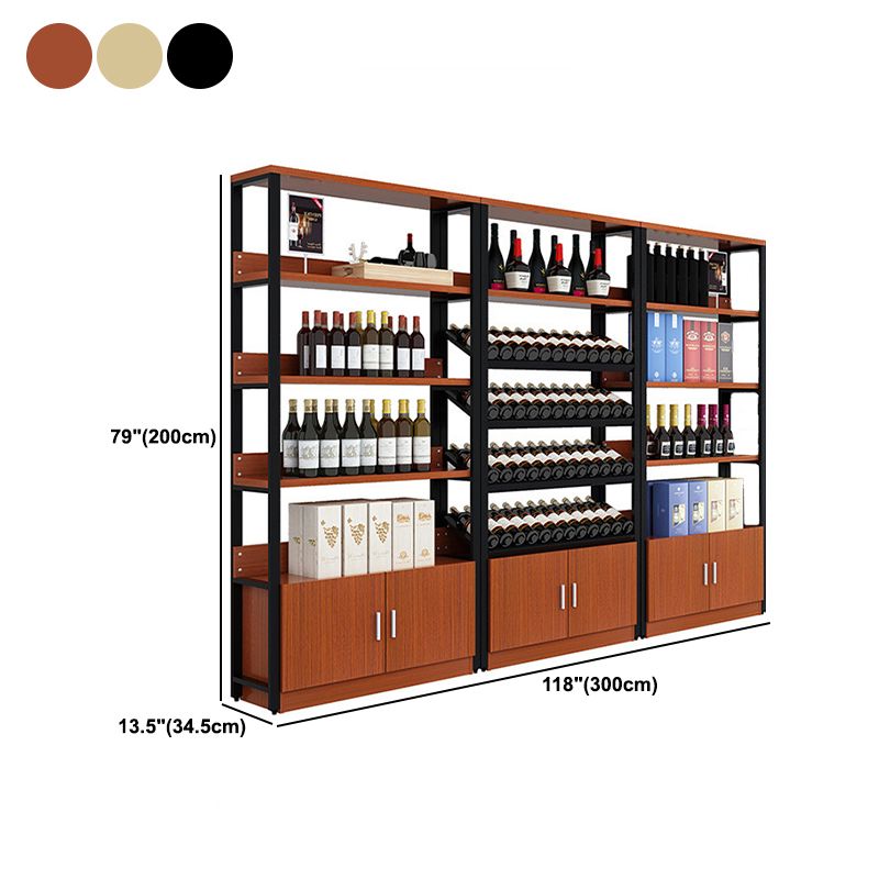 Modern Wine Bottle Holder Wood and Metal Bottle Wine Rack with Shelf