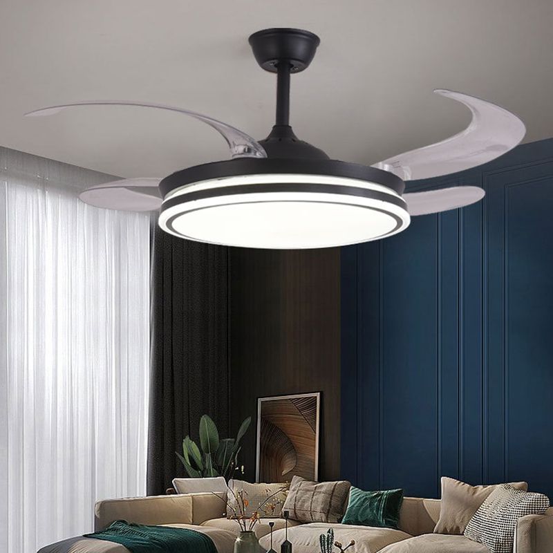 Contemporary Round LED Ceiling Fan Light Minimalism Flush Mount Light for Living Room