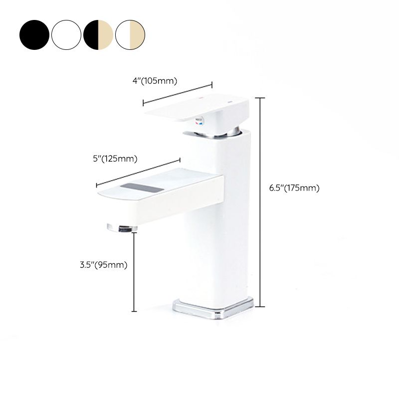 Contemporary Sink Faucet Digital Display Screen Solid Color Low Arc Sink Bathroom Faucet