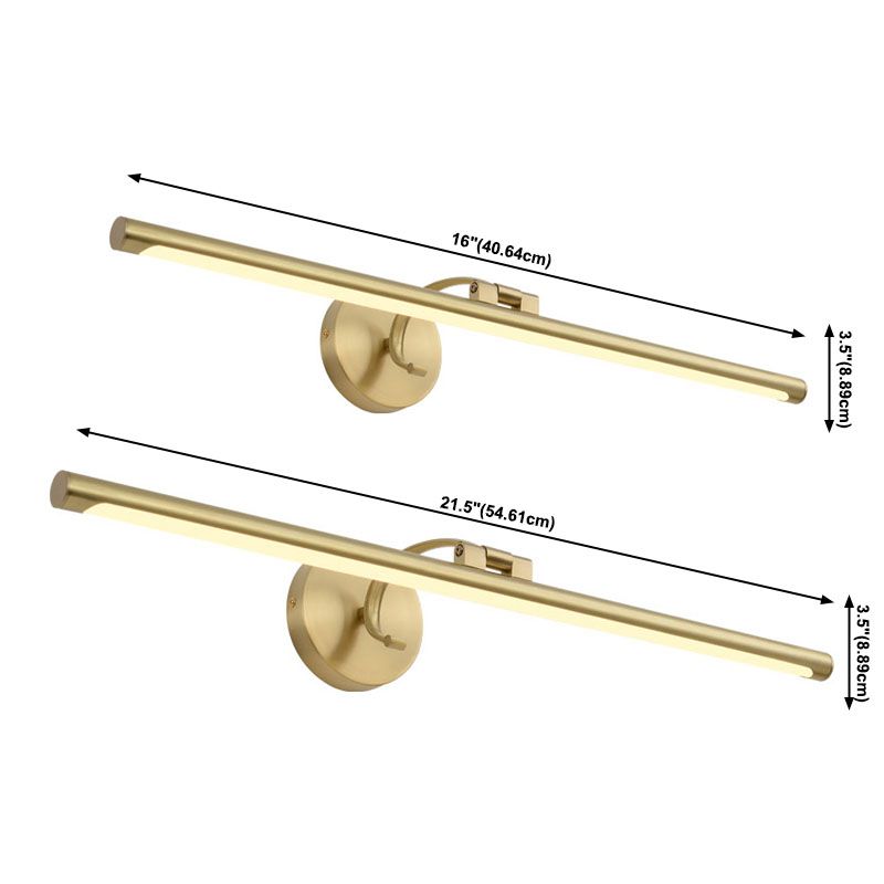 Ciplineas de pared lineales armadas Metal de metal moderno 1 Luz de luz Luz de luz en oro para baño