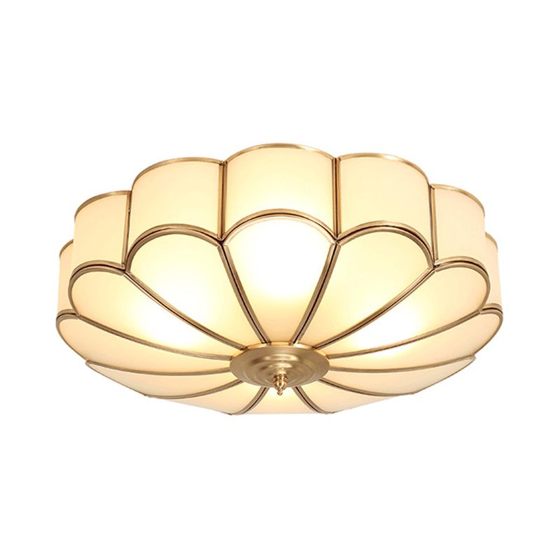 14 "/18" /23.5 " W Messing Scalloped Ceiling Lighting Traditionelles Metall 3/4/6 Köpfe Wohnraum Bündig Montierte Deckenleuchte