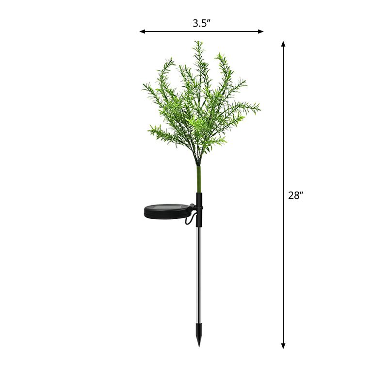 2 Pcs Plastic Tree Solar Ground Light Art Decor Green LED Stake Lighting for Courtyard