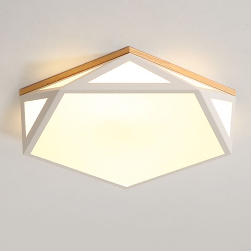 1 Light Hexagonal Ceiling Lamp Modern Macaron Style Metal Ceiling Lighting for Bedroom