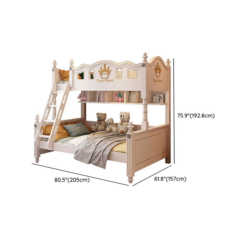 Nordic Solid Wood High Bunk Bed White Kid's Bed with Storage/Stairway