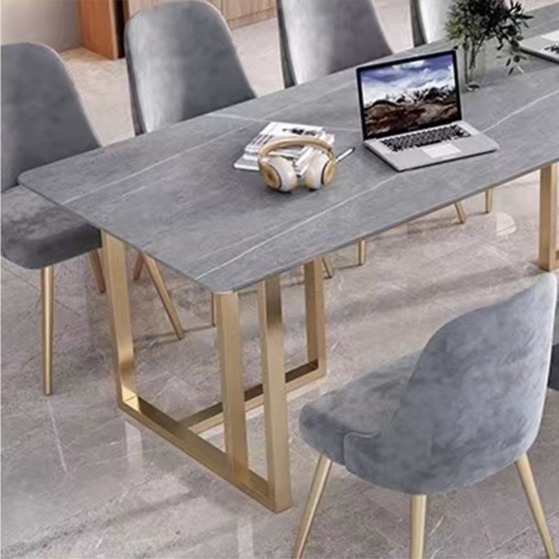 Rectangle Stone Top Office Desk Modern Style Writing Desk with Metal Base for Office