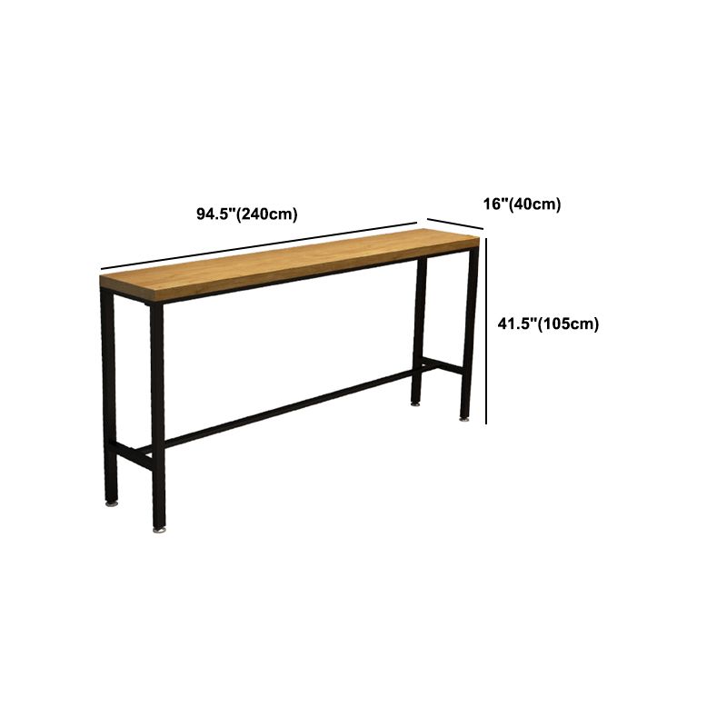 Pine Wood Bar Dining Table Industrial Rectangle Bar Table with Trestle for Cafe Balcony