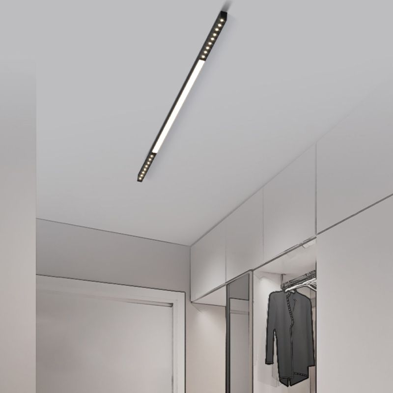 Metal Ceiling Light Fixture Minimalism Linear LED Flush Mount for Corridor