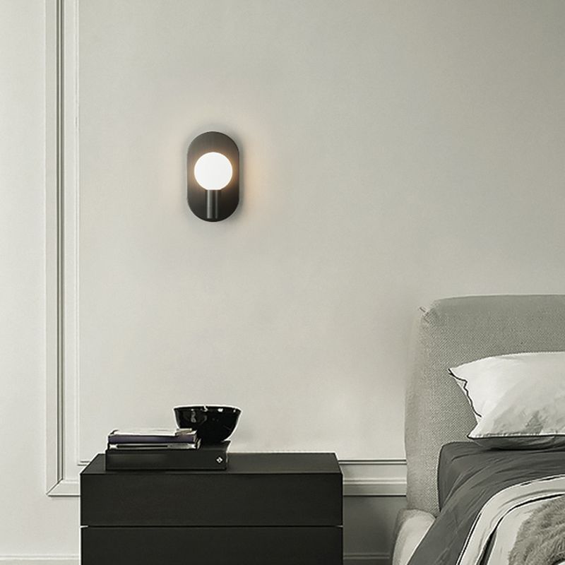 Modern Copper Wall Mount Lamp 1-Light Spherical with Glass Shade for Bedroom