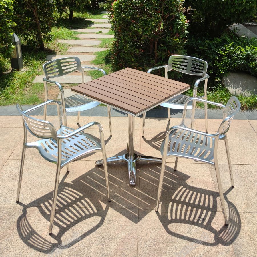 Stacking Metal Outdoors Dining Chairs with Arm Patio Dining Chair