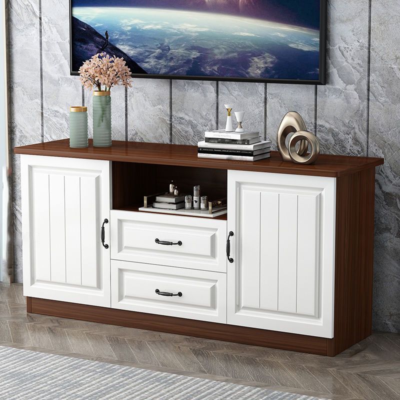 Scandinavian Style Wood 2-Door TV Stand TV Console with Shelf