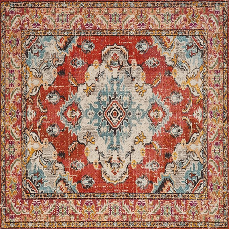Vierkante etnische afdruk Tapijt veelkleurig retro tapijt polyester vlekbestendig gebied Tapijt voor woonkamer