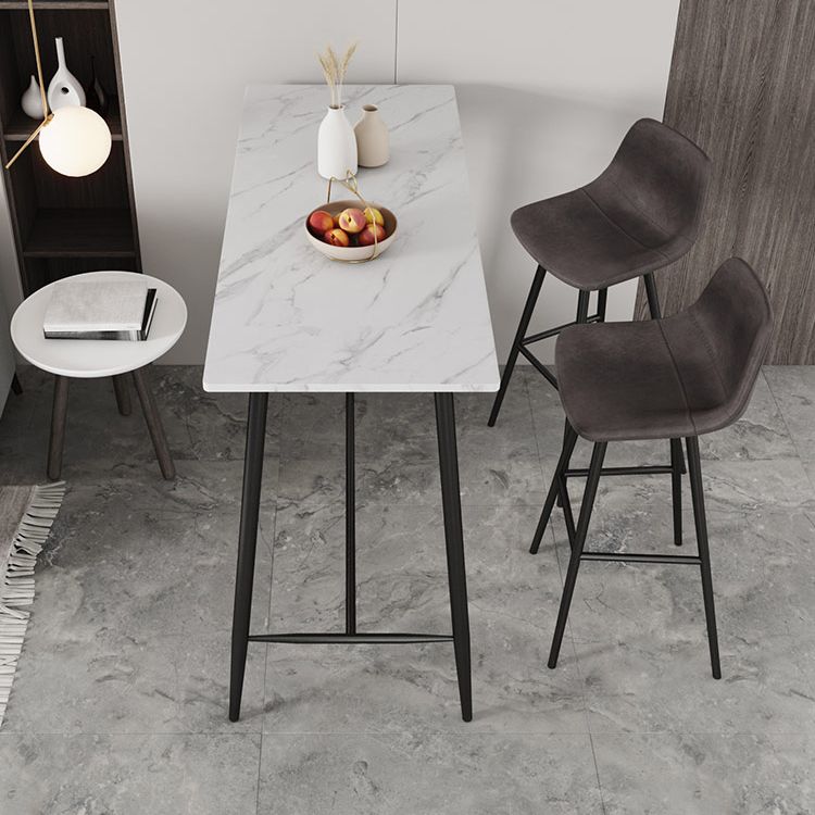 Modern Marble Table with Rectangle Table Top Black Trestle Table - 41.3" H