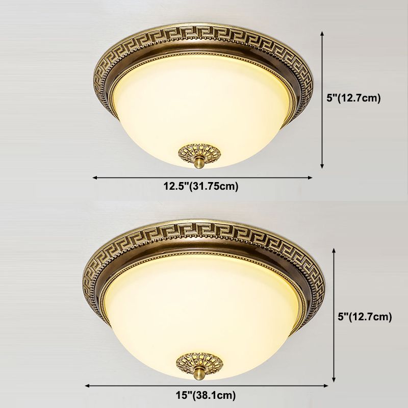 Round Flush Mount Light Traditional Waterproof Flush Mount Light with Glass Shade