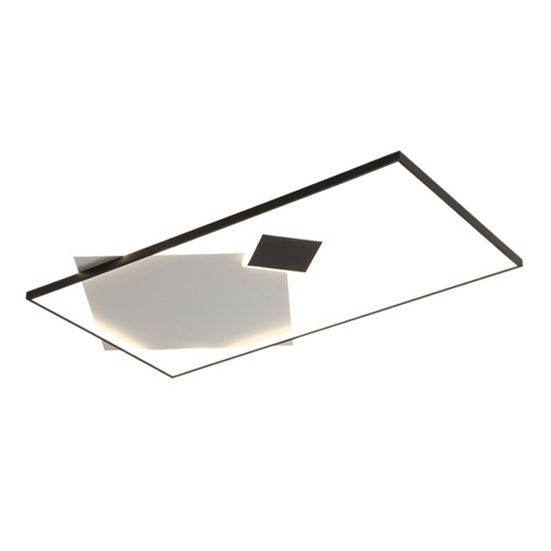 Interior LED Square Flush Mount Light Contemporary Metal Ceiling Flush in Black