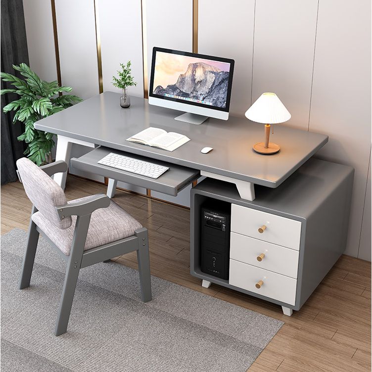 Solid Wood Computer Desk Home Keyboard Tray Desk with Drawer Student Table