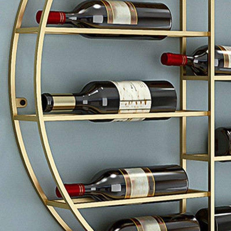 Modern Metal Wine Bottle & Glass Rack Wall Mounted Wine Rack Round