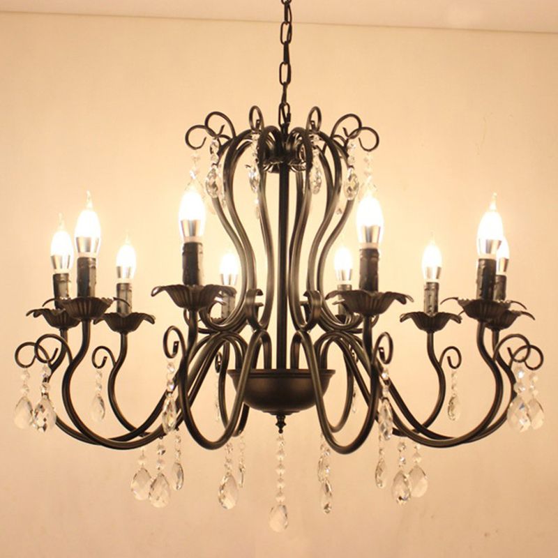 Metal Candle Pendant Lighting European Multi Lights Hanging Lamp