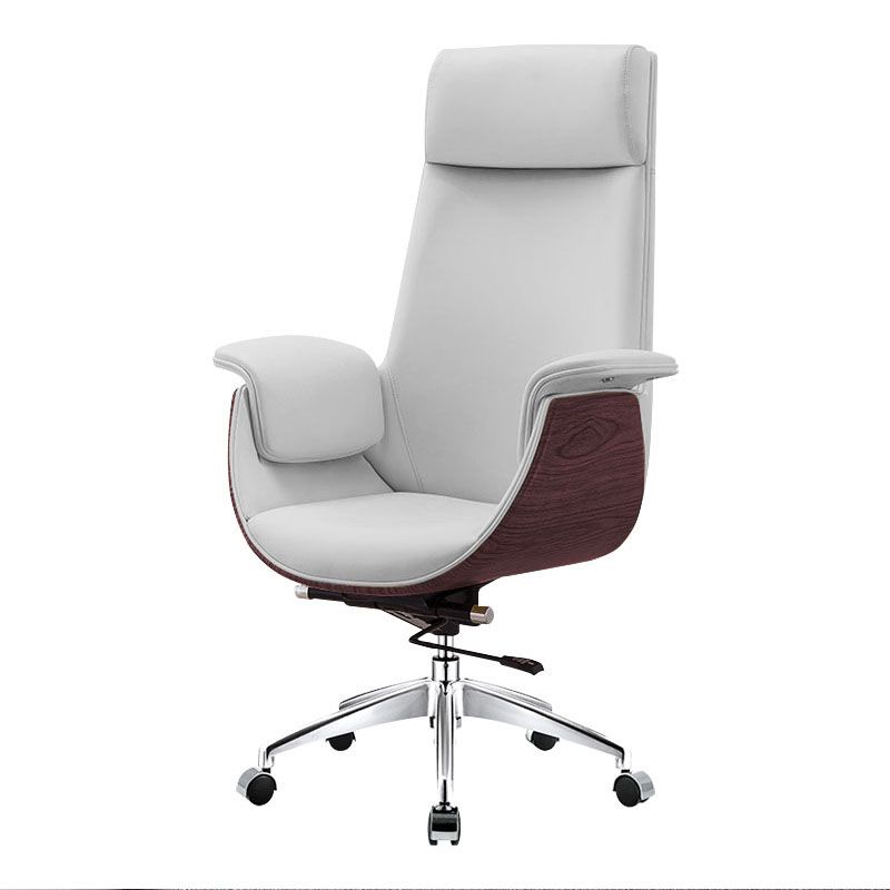 Leather Adjustable Task Chair Silver Metal Base Modern Office Chair