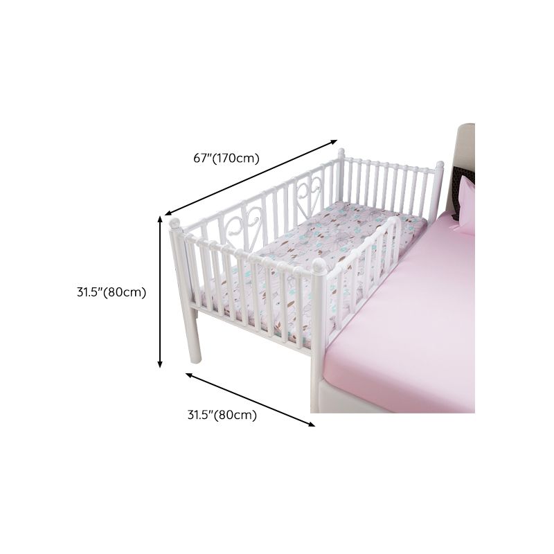 Metal Fixed Side Crib in White Mattress Included Crib with Guardrails