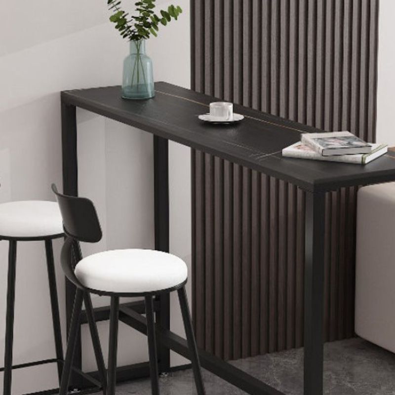 Modern Rectangle Bar Table Stone Top Bistro Table with Pedal Base