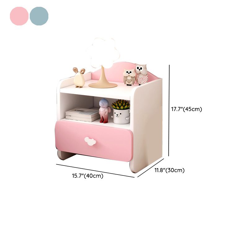 Nightstand Kids with Drawers Manufactured Wood Flat Top Neutral Kids Bedside Table