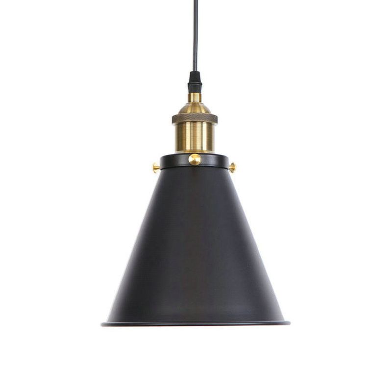 Rust/Copper/Brass Horn Shaped Pendant Lighting Industrial Metal 1-Light Bedside Pendulum Light