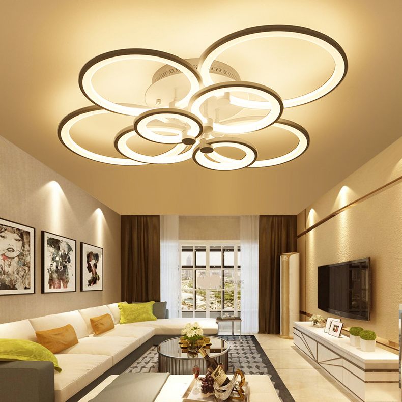 Circular Shade Acrylique LED Semi Flush Mount Light Modern Indoor plafond