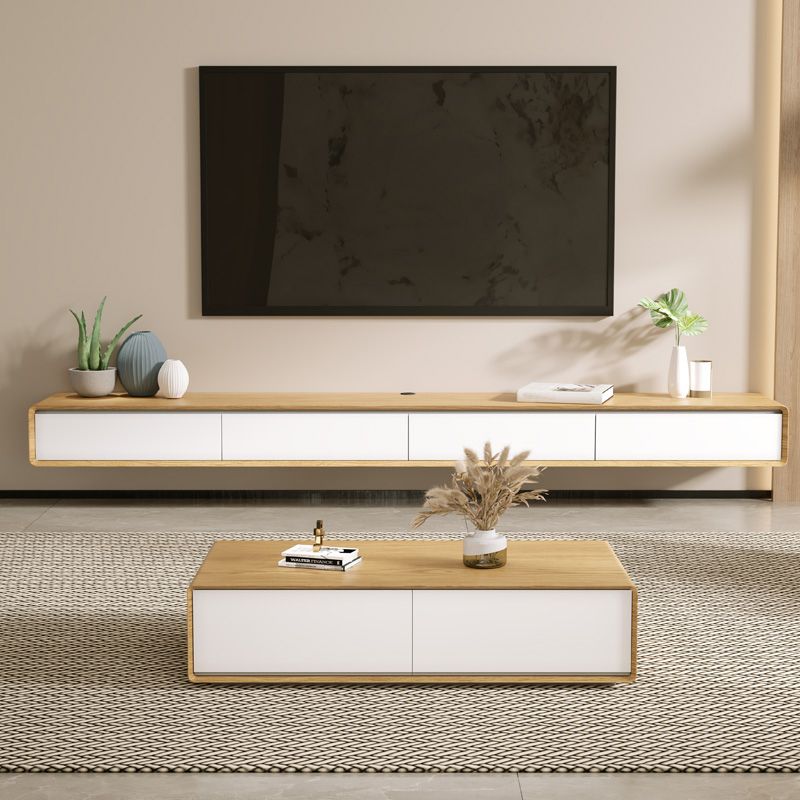 9"H Floating TV Console Modern TV Stand with Drawers for Living Room